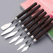 Resim 7 Parça Paslanmaz Çelik Palet Bıçağı Seti – Ergonomik Ahşap Saplı Çok Yönlü Sanat & Pasta Süsleme Araçları 