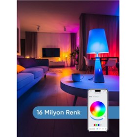 Resim Renkli Wi-Fi LED Ampul, Uzaktan ve Sesli Kontrol ile Kolay Kullanım 