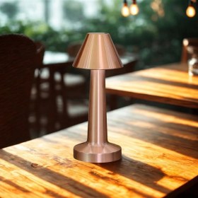 Resim Ceylan Adam Çatı Model Bronz Renk Şarjlı Dokunmatik 3 Renkli LED Masa Ası 