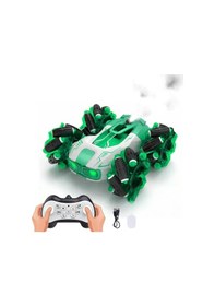 Resim Uzaktan Kumandalı Şarjlı Buharlı Akrobat Araba 360 Derece Dönen Işıklı Müzikli 4x4 Drift Yeşil 