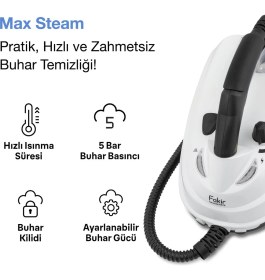 Resim Fakir Max Steam 1500 W Beyaz Buharlı Temizleyici Çok Amaçlı Aksesuarlarla Yüksek Performans 