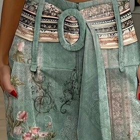 Resim Kadınların Vintage Esinlenmiş Dantel Detaylı Şortları Renkli Çiçek Desenli ve Dekoratif Tokalı - Etnik Desen, Tüm Mevsimler İçin Giyim 
