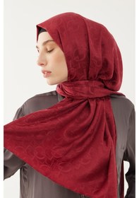 Resim Mirsoy Scarf Daka Desen Parlak Jakar Şal - Vişne Çürüğü Vişne Çürüğü 