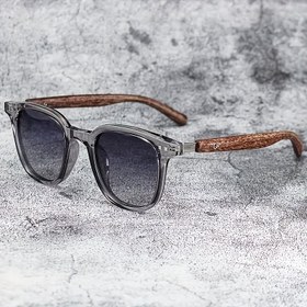 Resim Kahverengi Wood Grain Temple ile Retro Kare Moda Gözlükler - Hafif Plastik Çerçeve ve Lensler, Günlük Kullanım İçin Şık Günlük Giyim Aksesuarları, Günlük Moda Gözlükler | Retro Kare Gözlükler | Hafif Çerçeve 