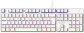 Resim Everest KB-MeKanik 1 Lumos USB Rainbow Aydınlatmalı Full Anti-Ghosting Mekanik Gaming Oyuncu Klavye (Beyaz (Red Switch) 