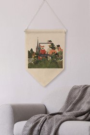Resim Balkon Duvar Dekoru, Pinterest Oda Dekoru, Vintage Kanvas Flama Askılı Duvar Örtüsü Ve Süsü NO:426 - Renkli - 16 / 70 x 100 