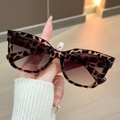 Resim 1 adet Retro Leopar Desenli Kare Moda Gözlük Kadınlar için - Şık PC Çerçeve, Dayanıklı Plastik Menteşeler, Her Gün Moda için Şık Aksesuar 
