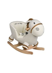 Resim Vavbaby Sallanan At Ahşap Peluş Yumuşak - Eşek Krem 