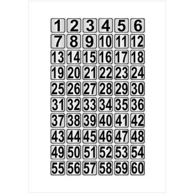 Resim Gümüş Renk Metal Kapı Masa Dolap Numarası 15 X15 Cm 60 Adet 1-60 