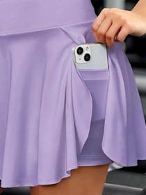 Resim Kadın Yüksek Bel Cepli Sandy Short Etek Lila 