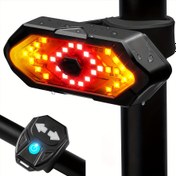 Resim Sol/Sağ Yön Işıklı USB Şarj Edilebilir LED Bisiklet Arka Lambası - 5 Mod, Uzaktan Kumanda, IPX7 Su Geçirmez, Güvenlik Alarm Hoparlörü, Kırmızı/Sarı LED'ler, ABS+PC, Gece Sürüşü için Kompakt Tasarım, Gece Sürüşü için Bisiklet Işıkları, Dayanıklı PC Lens 