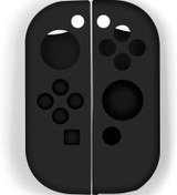 Resim Peziang Nintendo Switch Joy-Con Controller Cilt, Kaymaz Silikon Kavrama Kapakları Yumuşak Ultra İnce Koruyucu Kapak Kılıfı Anahtar Denetleyicisi için 2 adet Başparmak Kapaklı (Siyah) 