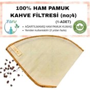 Resim (1 Adet) Yıkanabilir, Kumaş Kahve Filtresi (No:4) AĞARTILMAMIŞ%100 Ham Pamuk, Organik, Ekolojik 