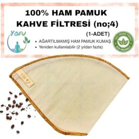 Resim (1 Adet) Yıkanabilir, Kumaş Kahve Filtresi (No:4) AĞARTILMAMIŞ%100 Ham Pamuk, Organik, Ekolojik 