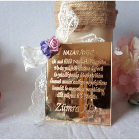 Resim Lazer Kare Kesim Ayna Bebek Mevlid Şekeri 30 Adet 