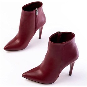Resim Bordo Yüksek İnce Topuklu Fermuarlı Kadın Bot Bordo 