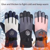 Resim 1 Çift Sonbahar Kış Kayak Eldiveni, Erkek ve Bayanlar için Sıcak Tutucu Soğuk Koruyucu Şişme Polar Astarlı Kalın Bisiklet Eldiveni - İdeal Tatil Şükran Günü Hediyesi 