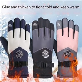 Resim 1 Çift Sonbahar Kış Kayak Eldiveni, Erkek ve Bayanlar için Sıcak Tutucu Soğuk Koruyucu Şişme Polar Astarlı Kalın Bisiklet Eldiveni - İdeal Tatil Şükran Günü Hediyesi 