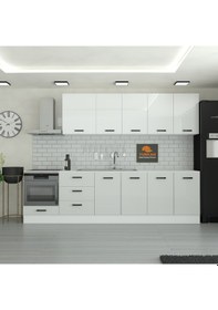 Resim 290 Cm Mutfak Dolabı Mdf Kapak Tezgah Dahil Yrkn290 100 Gümüş 