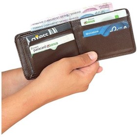 Resim Premium Serisi Özel Kutulu Lüks Deri Klasik Cüzdan Kemer Ve Kartlık Erkek Seti Kahverengi 