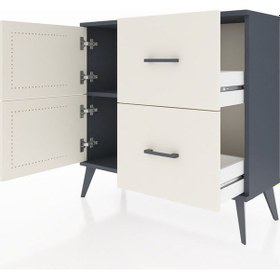 Resim Arges Şifonyer Tek Raflı 2 Çekmeceli 2 Kapaklı 88x30x80 Antrasit-aytaşı Aytaşı 
