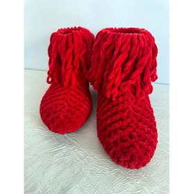 Resim Merut Style El Örgüsü Kadife Ip Püsküllü Ev Botu Panduf 