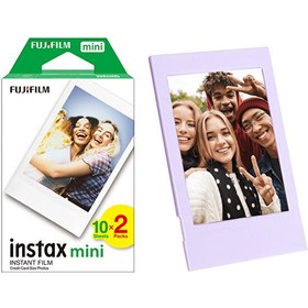 Resim Fujifilm Instax Mini 12 Makine Uyumlu 20'li Film ve Lila Fotoğraf Çerçevesi 