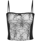 Resim DarkellaStore Gotik Punk Beyaz Ağ Desenli Asklı Crop Bluz 