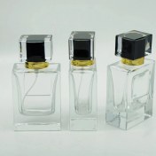 Resim Parfüm Şişesi 50 ml 3 Adet Damla Etiketli Kare Şişe 