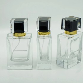 Resim Parfüm Şişesi 50 ml 3 Adet Damla Etiketli Kare Şişe 