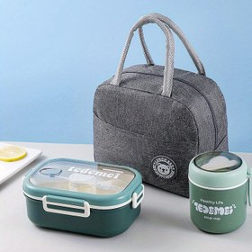 Resim Yetişkinler için Çorba Kupası, Sızdırmaz Öğle Yemeği Kabı ve Çantası İçeren Bento Yemek Kutusu Seti 