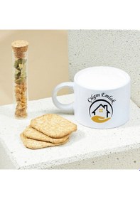 Resim Kurumsal Firmalara Özel Logolu Seramik Motto Kahve Fincanı Beyaz 