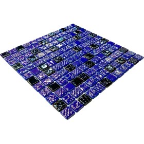 Resim MozaiKristaL Mutfak Tezgah Arası, Banyo, Havuz, Sauna, Spa, Ev, Bahçe ve İşyeri, Yaşam Alanlarının Tüm Yüzeyleri İçin 25X25 mm Hologramlı ve Desenli Cam Mozaik. ( 1 Koli = 1 M2 FİYATIDIR ) 