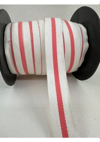 Resim 3 Cm Çizgili Grogren Şerit- Beyaz-pembe 