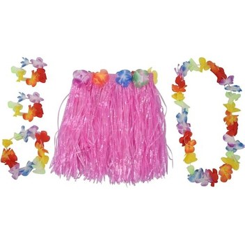 Lasonstiges Pembe Çocuklar Hawaii Çim Etek Seti Hula Luau Partisi