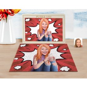 Resim Bk Gift Kişiye Özel Kadın Karikatürlü 1000 Parça Profesyonel Puzzle-103 