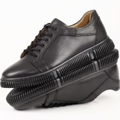 Resim SİYAH Gön Hakiki Deri Yuvarlak Burun Bağcıklı Günlük Erkek Sneaker 01382 