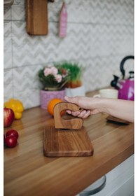 Resim Güvenli Ahşap Çocuk Kesme Tahtası Ve Kesme Bıçağı Ahşap 