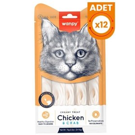 Resim Wanpy Kremalı Tavuk ve Yengeçli Kedi Ödül Maması 1 Adet 5x14 Gr 