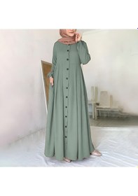 Resim Barbora Keten Günlük Yazlık Tam Boy Tesettür Kadın Elbise Ln391haki1 001 