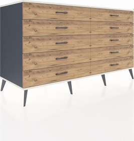 Resim Kronos Konsol 10 Çekmeceli 176x59x99 Antrasit-aytaşı/çam Antrasit-aytaşı/çam 