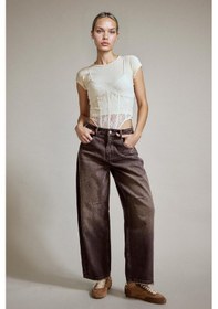 Resim Defacto Wide Leg Geniş Bol Paça Bilek Boy Jean Pantolon G2909ax25aubn336 Kahve 