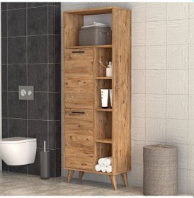 Resim Suna İki Kapaklı 9 Raflı Banyo Dolabı Çam - Bdl0402 Çam 