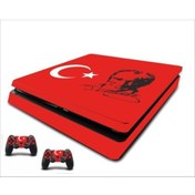 Resim cosy home gift Mustafa Kemal Atatürk Silüeti Ve Imzası Playstation 4 Slim Kasa Sticker Kaplama 