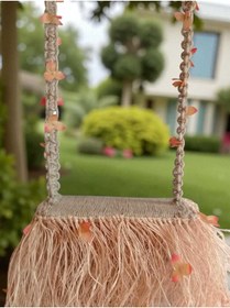 Resim Ylc Tasarım El Yapımı Boho Tarzı Doğal Jüt ve Rafya Salıncak 
