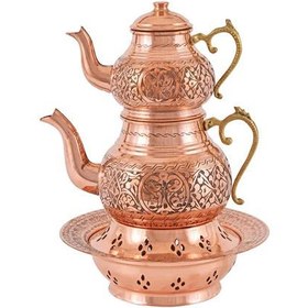 Resim Meşale Balkon Sefası Büyük Boy Bakır Çaydanlık 