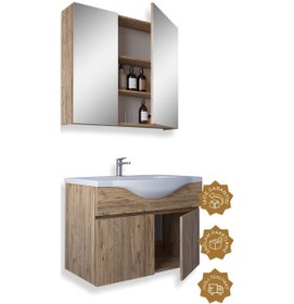 Resim Teta Home Kahire 80 Cm Mdf Banyo Dolabı Seti Atlantik Çam 