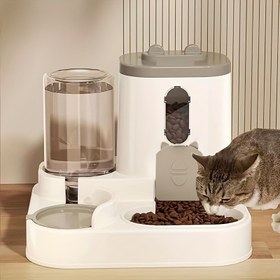 Resim 2'si 1 Arada Evcil Hayvan Besleyici ve Su Dispenseri Kombinasyon Seti, Küçükten Orta Boya Kedilere ve Köpeklere Otomatik Yiyecek ve Su Dispenseri 