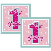 Resim 1 Yaş Fırst Bırthday Stars Gırl Peçete 16 Lı 