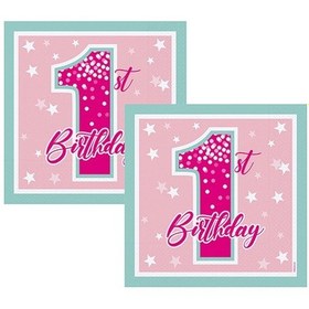 Resim 1 Yaş Fırst Bırthday Stars Gırl Peçete 16 Lı 